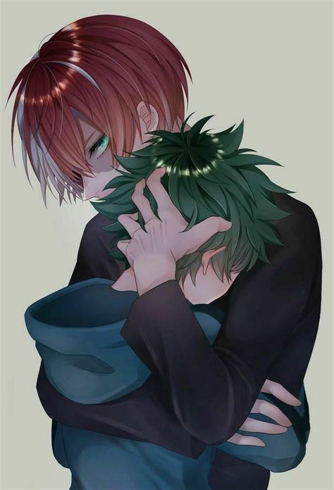 An Anime Character With Red Hair And Green Eyes Is Hugging His Arm