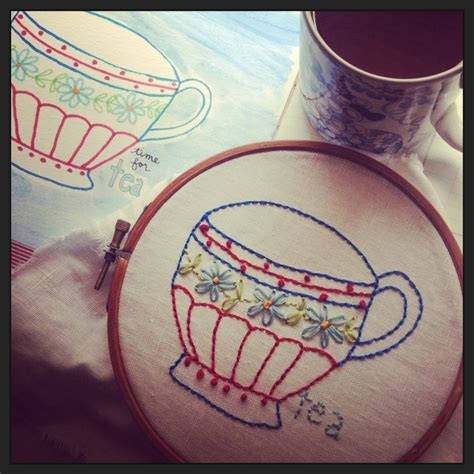 Teacup Embroidery Artesanato