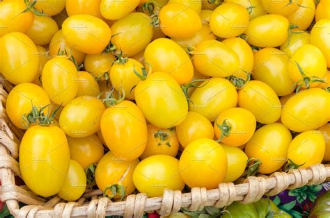 Yellow Cherry Tomatoes Containing Food Nutrition And Diet Food