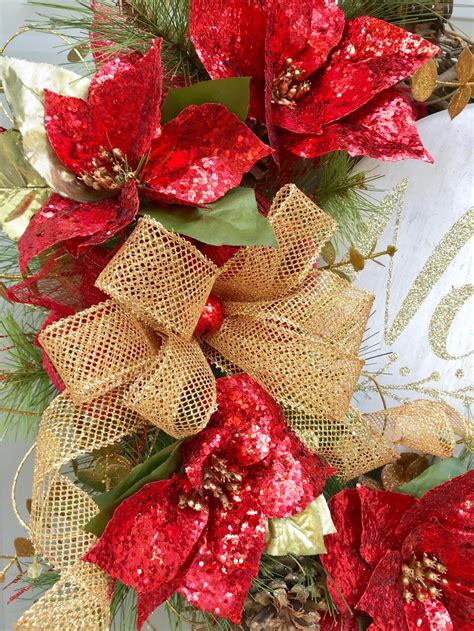 Noel Wreath Poinsettia Wreath Christmas Wreath Grapevine Wreath