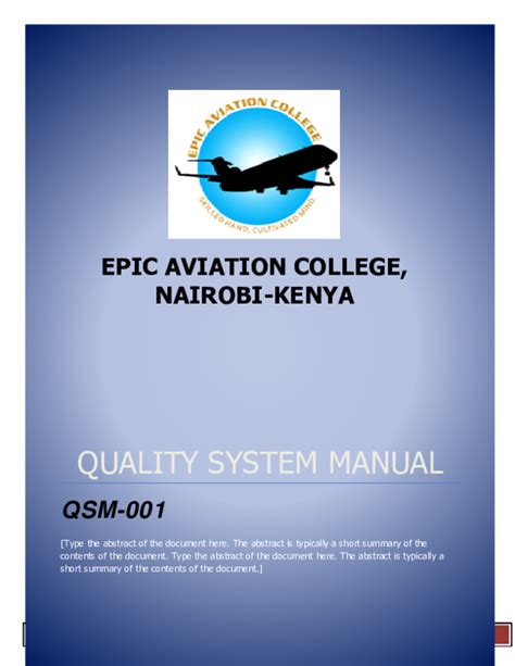 Doc Quality System Manual Epic Aviation College Nairobi Kenya Alex