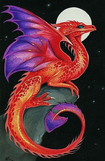 Majestic Red Dragons With Vibrant Purple Wing Tips