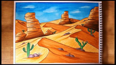 How To Draw A Desert Scenery For Beginners Youtube