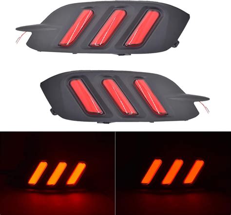 Epotoor Red Led Rear Bumper Tail Brake Light Led Bumper Reflector Lamps