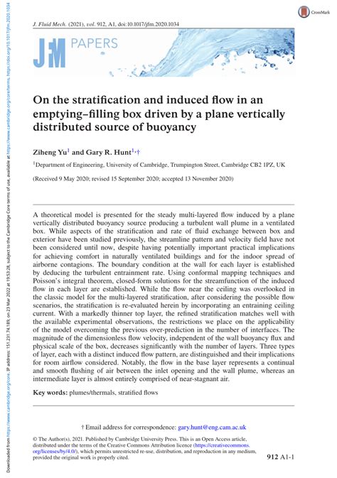 Pdf On The Stratification And Induced Flow In An Emptyingfilling Box