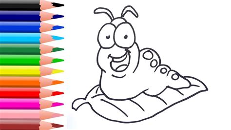Dibujar Y Colorear A Gusano En Hoja Verde Dibujo Para Niño Youtube