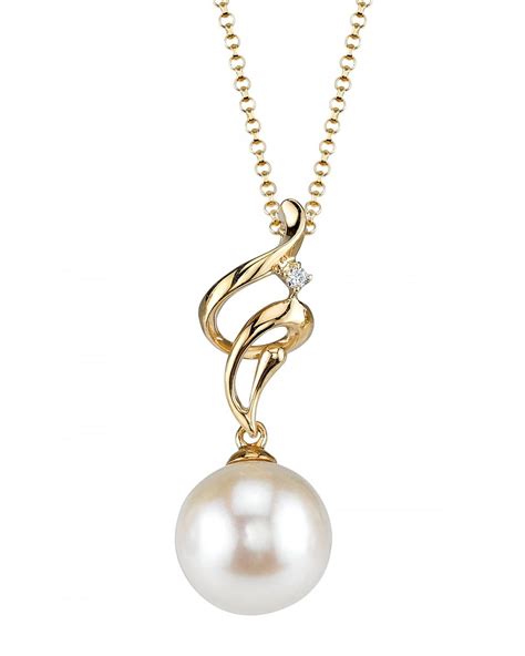 14k Gold Akoya Cultured Pearl And Diamond Aria Pendant Necklace