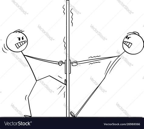 Cartoon Two Angry Men Or Businessmen Trying To Vector Image