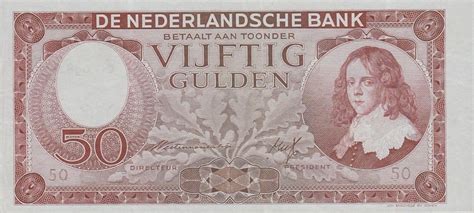 Netherlands 50 Guilders Banknote Willem Iii Foreign Currency