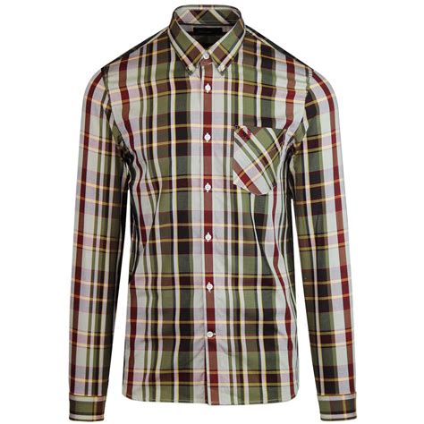 Fred Perry 1960s Mod Bold Check Button Down Shirt Port