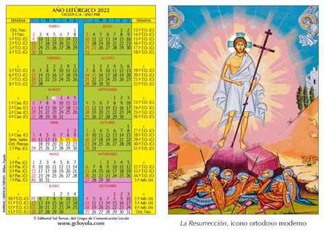 Calendario 2022 Liturgico