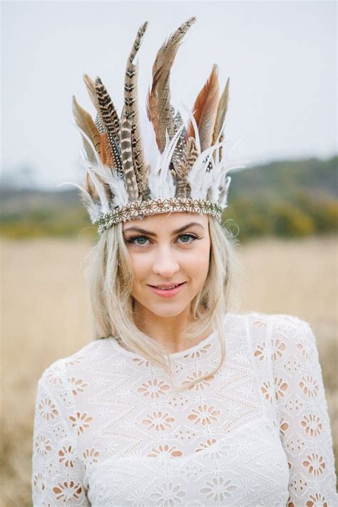 Wild Feather Headdress With Antique Gold Trim Bridal Etsy Feather Headdress Boho Crown