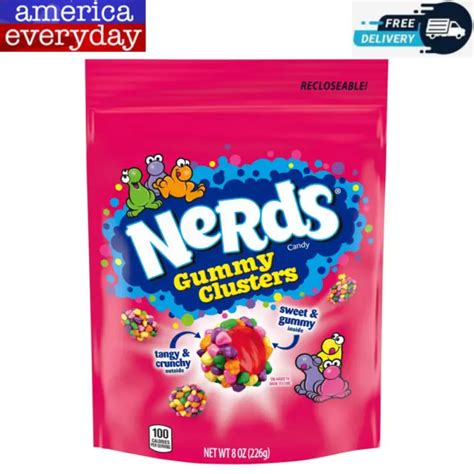 Nerds Gummy Clusters Candy Rainbow Resealable 8 Ounce Bag 781