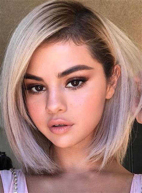 Selena Gomez Newest Hairstyle Bob Synthetic Hair Straight Short Lace