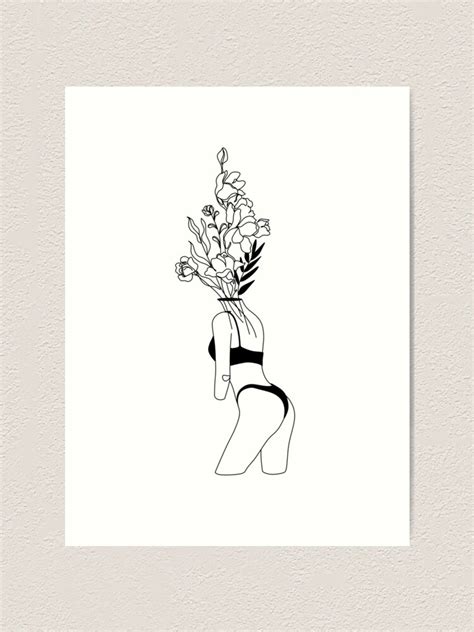 Impression Artistique Line Art Print Nudit F Minine Femme Avec