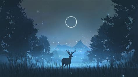 Deer Under The Moonlight SOURCE WALLHAVEN 1920 X 1080 Anime