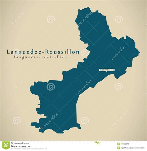 Mapa Moderno Languedoc Roussillon Francia Franco Stock De Ilustración