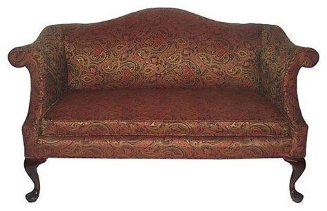 Vintage Queen Anne Style Camelback Sofa Traditional Sofas By Chairish