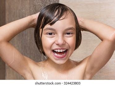 Smiling Beautiful Girl Bathing Under Shower Stock Photo Shutterstock