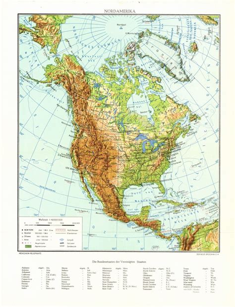 Nordamerika Alte Landkarte Von 1960 Landkarten Grafiken Kunstdrucke