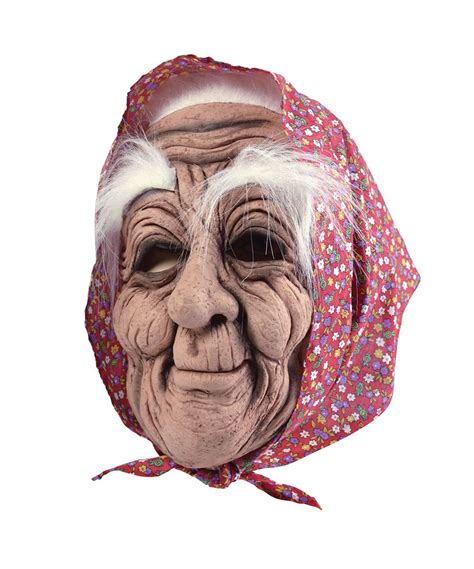 Adults Elderly Old Lady With Head Scarf Latex Granny Grandma Fancy