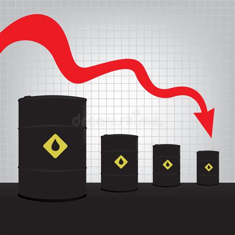 Oil Price Fall Illustration With Red Down Arrow Stock Vector