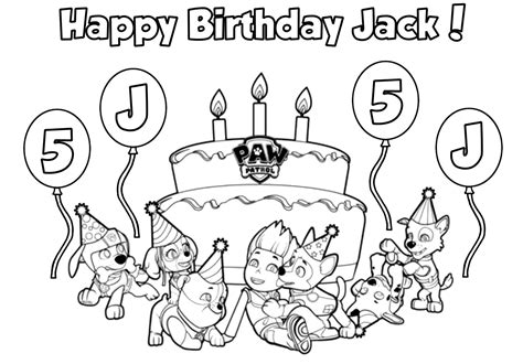 Paw Patrol Wishes Jack Happy Birthday Coloring Page Free Download