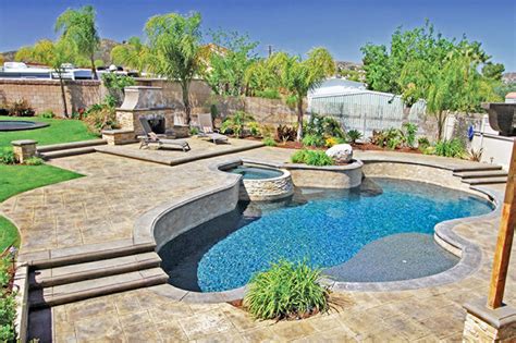 These are some of the most common stamped patterns used, please take a look to get an idea of what you would like for your project. Swimming pool patio with fireplace and Ashlar stamped ...