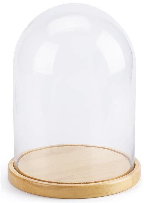 Glass Domes With Bases Available In Sizes And Wood Finishes