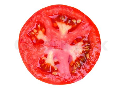Scheiben Frische Rote Tomaten Isoliert Auf Weißem Hintergrund Stock