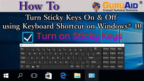 How To Turn Sticky Keys On And Off Using Keyboard Shortcut On Windows® 10