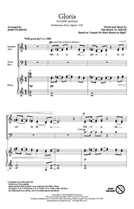 Gloria By Michael W Smith Octavo Sheet Music For Chamber Orchestra