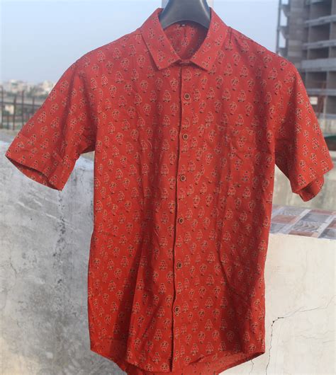 Ajrak Print Hand Block Shirt Summer Shirt Mens Cotton Shirts Etsy Uk