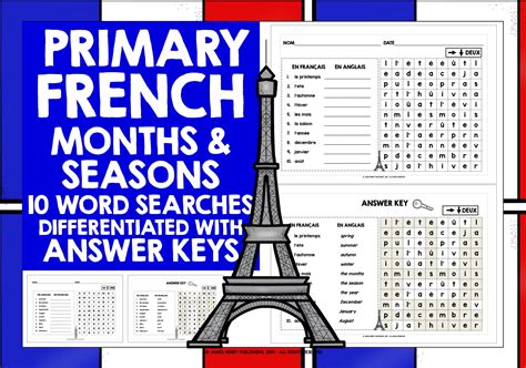 Primary French Months And Seasons Word Searches Teaching Resources
