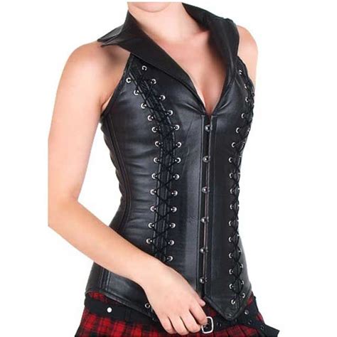 Laced Leather Steampunk Corset Gothic Halter Corset Tops Women Corset