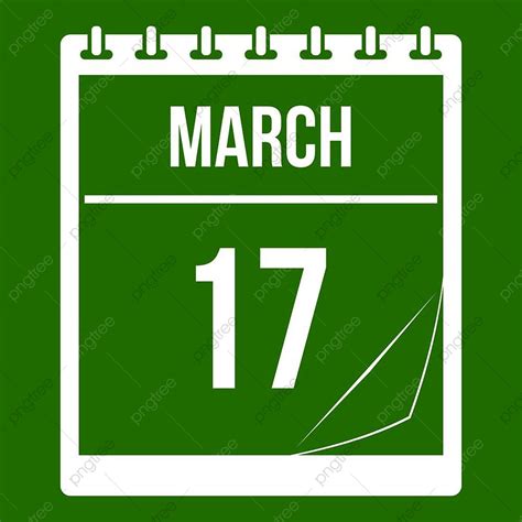Gambar Kalender Dengan Tanggal 17 Maret Ikon Putih Terisolasi Di Latar