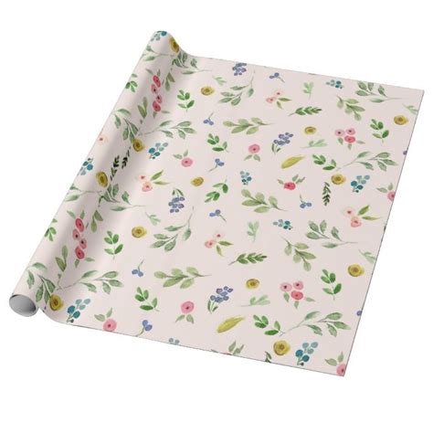 Spring Watercolor Floral Wedding Wrapping Paper Floral