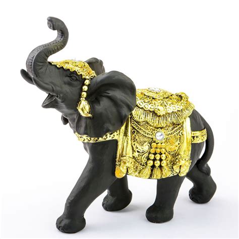 Ebony With Gold Accents Elephant Large Size Statue Package Of 16