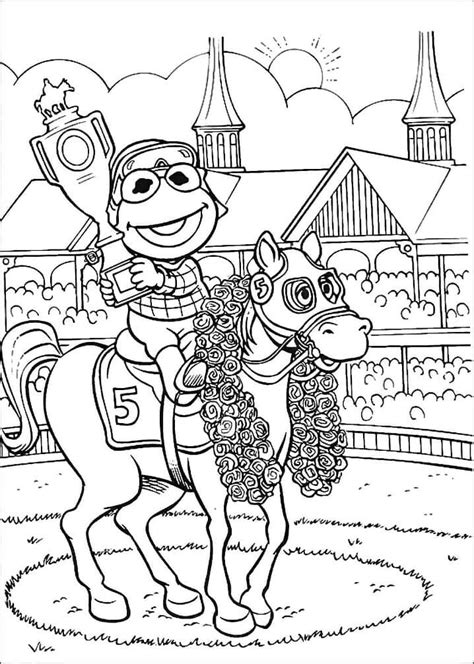 Baby Kermit Is Riding Horse Coloring Page Download Print Or Color