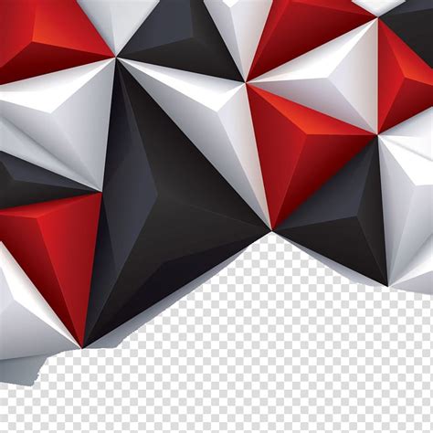 Black White And Red Illustration Polygon Geometry 3d Geometric