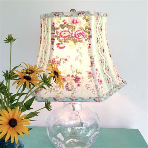 Shabby Chic French Bark Cloth Lamp Shade Pink And Turquoise Lampshade