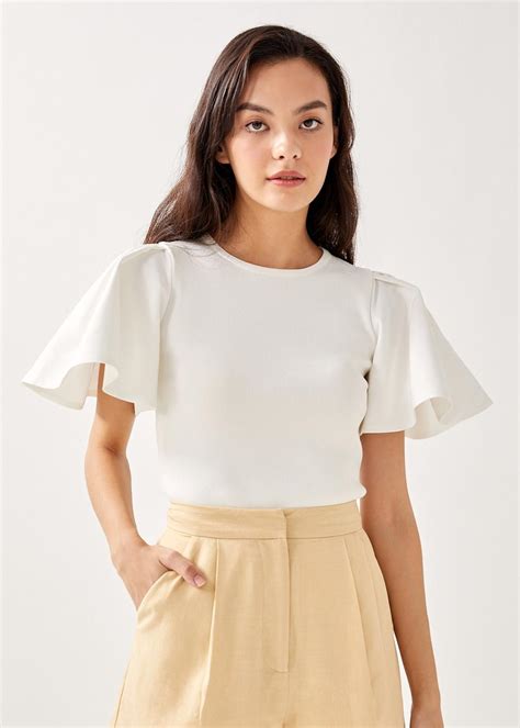 Buy Alira Flutter Sleeve Contrast Top Love Bonito Singapore Shop Womens Fashion Online