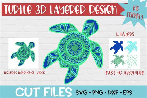 Layered Turtle Mandala Svg 93 File Include SVG PNG EPS DXF