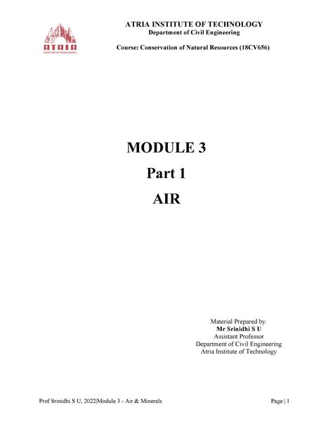 18cv656 Cnr Module 3 Part 1 Prof Srinidhi S U Department Of Civil