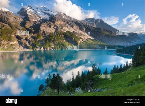 Lake Of Oeschinen Switzerland Europe Canton Bern Bernese Oberland