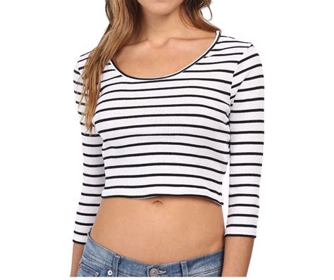 Minkpink Women S Stripe Rib Crop Top White Black X Small Walmart Com