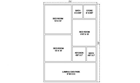 Simple Two Bedroom House Plan Cad Drawing Details Dwg File Cadbull
