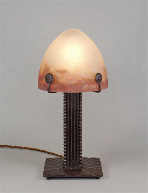 Muller Freres And Vasseur French 1930 Art Deco Lamp Wrought Iron 1925 Daum Era