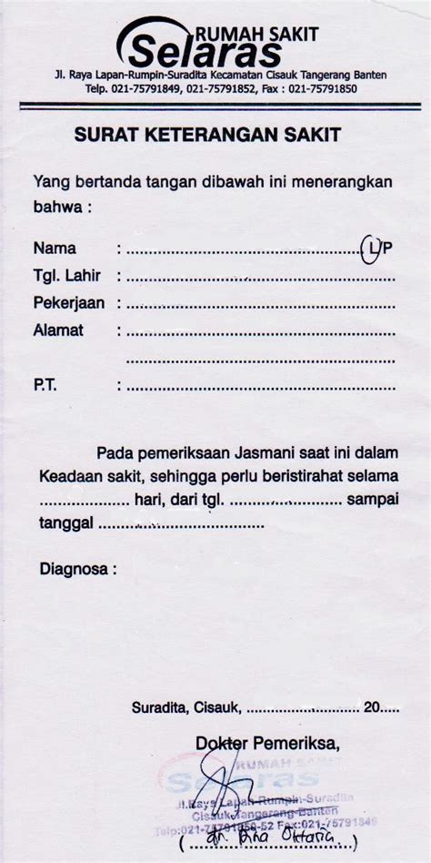 Surat Dokter Kosong Jakarta Homecare