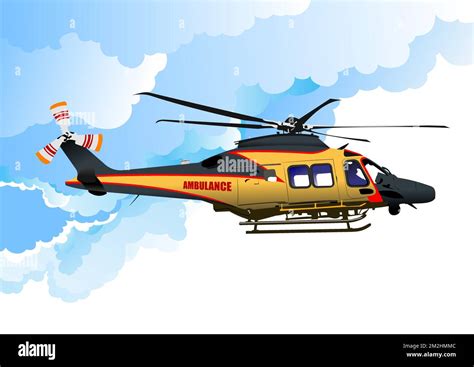 Ambulance And Army Helicopter Vector 3d Illustration Stock Vector